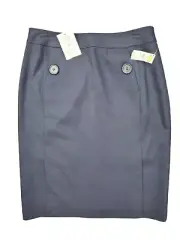 Talbots Navy Lined Skirt Women's 6 Stretch Wool Fabric Made In Italy NEW