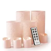 Pink Rome Real Wax LED Candles with Remote and Timer, 4 Pillar and 4 Votives ...