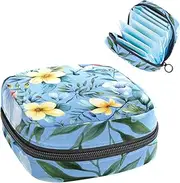 Period Bag,Sanitary Napkin Storage Bag,Floral Pattern with Tropical Flowers,Tampon Bag for Purse