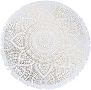 Ciieeo Beach Towel Blanket Mandala Round Beach Towel Bath Towel Yoga Mat Hippy Tapestries Straw Carrying Case Cotton Beach Towels Pool Mat Baby Fiber White Oversized Picnic Blanket