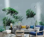 3D Bamboo Leaf ZHUA6434 Wallpaper Wall Murals Removable Self-adhesive Zoe