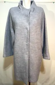 Cynthia Rowley 1X Women long Wool Grey Cardigan Jacket Button Down New NWT