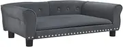 vidaXL Comfortable Velvet Dog Bed with Durable Pine Wood Frame - Dark Grey, Size 95x55x30 cm, Suitable for Small Pets