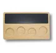 Beer flight sampler tray paddle with write-on chalkboard dry-erase board 4 glass