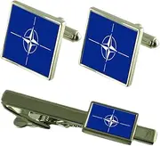 [Select Gifts] Nato Flag Cufflinks Tie Clip Matching Box Gift Set
