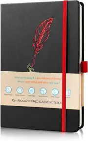 Lined Black Journal Notebook, 192 Pages, A5 Hardcover Notebooks for Travel,Busin