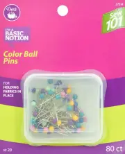 Dritz 27514D Sewing 101 Color Ball Pins-Size 20 80/Pkg