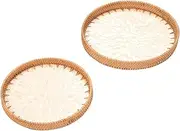 Rattan Snack Tray, Round Woven Serving Tray Exquisite for Fruit (#13)