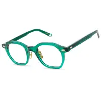 在飛比找蝦皮商城精選優惠-綠色多邊形大框板材眼鏡框素顏百搭男女款光學眼鏡