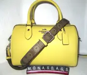 Coach CH322 Rowan Satchel Bag Yellow Leather Signature Strap NWT
