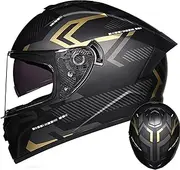Flip-Up Motorcycle Helmets DOT/ECE Approved Lightweight Ventilation Design Full Face Integrated Helmet High Definition Double Visor Motorbike Helmet for Men Women G,XL=61-62CM
