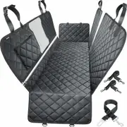Dog Car Seat Cover for Back Seat, Waterproof Dog Car Hammock with Mesh Window, Non Slip Pet Backseat Protector for Cars, Trucks and SUVs, Black