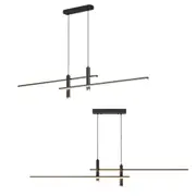 BAMDECOR Modern Linear LED Pendant Light Adjustable 3 Color Dimmable Remote Control for Dining Bar Living Room 120cm