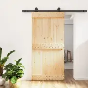 Sliding door solid pine wood black 100x210 cm space-saving design 3069