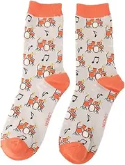 [Mr Sparrow] Drum Kits on Silver Womens Novelty Ankle Socks Adult One Size, Multicoloured, 3-7
