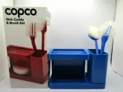 Vintage Royal Blue Sink Caddy & Brush Set COPCO 1985 - NEW NOS