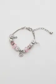 Silver Plus Christmas Flower Charm Silver Bracelet