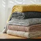 Longhui bedding Chunky Cotton Knit Throw Blanket for Couch, Sofa, Bed, or Cha...