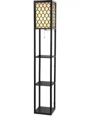 [Artiss] Floor Lamp 3 Tier Shelf Storage LED Light Stand Home Room Pattern in Black
