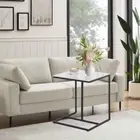 Industrial C Shaped Coffee Table Sintered Stone Marble Side Table Under Sofa Bed