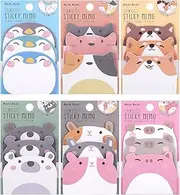 Homiliky 6 Pack Cute Sticky Notes,Cartoon Sticky Notes Animals Shape Markers Flags Self-Stick Memo Pads for School Office Home Supplies Students Teachers Gifts Tab Supplies 270 Sheets