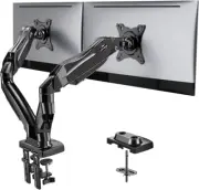 Dual Monitor Stand – Adjustable Desk Mount for 13–32" Screens, C Clamp & Grommet
