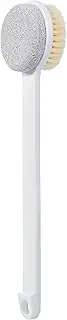 Beomeen Pumice Stone and Shower Brush with Long Handle, Hard Skin Callus Remover, 2 in 1 Foot Scrubber, Back Scrubber for Shower Deep Cleansing and Exfoliation, Dry Brushing Body Brush (Straight)