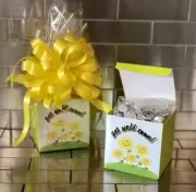 Get Well Soon Chocolate Hershey's Kisses Gift Basket-Box With Yellow Bow