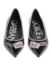 Dolce & Gabbana Black Bellucci Ballet Flats with L'amore, Heart & D&G patches 41