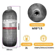 TUXING 4500Psi Pcp Air Tank 2L/122Ci/2000cc Carbon Fiber Scuba Tank CE Certified
