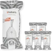 Brabantia 138782 PerfectFit Bin Liners Multipack (Size H/50-60 Litre) Thick Plastic Trash Bags with Tie Tape Drawstring Handles (120 Bags), White