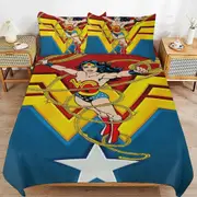 v2190 Bed Sheets Bedding Wonder Woman Bedding Sets Ultra Soft Skin-Friendly Duvet Cover 3 Piece, Cute Comforter Cover Bed Set for Boys Girls Kids ( 1