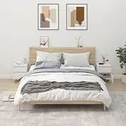 Bedside Cabinets 2 Pcs High Gloss White 40x35x50 cm, Elegant Design with Ample Storage Space, Engineered Wood and Solid Eucalyptus, Ideal for Home Storage and Organization