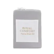 Royal Comfort Fleece Flannel Sheet Set Ultra Soft Warm Winter Thermal Bedding Grey (Single, King)
