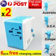 2x Universal International Travel Adapter Power Plug Charger Converter Socket AU