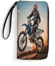 [BFGWK] Large Wallet Novelty Sport Motorcycle Motocross Racing Theme Printing Long Wallet With Zipper Leather Wallet Suitable For Both Men And Women, style, 19.7x10.5cm, Style, 19.7x10.5cm, 现代