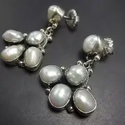 FEDERICO JIMENEZ Sterling Silver MOTHER OF PEARL Plump Cluster EARRINGS Pierced