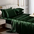 Horbaunal 6 Piece Satin Sheet Set King Size Luxury Silky & Soft Emerald Green