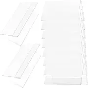 Tofficu 10pcs Clear Plastic Name Tent Holders V-Shaped Table Tent Cards Name Plate Holder Desk Sign Frame for Conference Meetings and Events