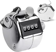 FOORIR Clicker Counter Metal Handheld Tally Counter, Manual Mechanical 4 Digit Number Click Pitch Counter Clicker, One Hand Counter Clicker, Spinning Restore