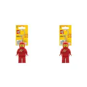 2PK Lego Minifigures Spaceman Keychain/Keyring LED Light 4x8cm Kids Red 6y+