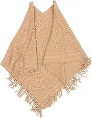 [CHILDWEET] Knitted Shawl Women Shawl Winter Shawl Poncho Sweater Women Knitted Sweater Ladies Sweaters Pullover Sweater Poncho Cape Wrap Long Shawl Sweater Wrap Warm Poncho Khaki Yarn Miss