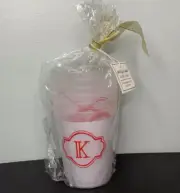 Letter "K" Plastic Monogrammed Cup Set of 6 White/Red/Clear Drink Gift Present