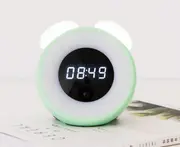 Creative Time Alarm Clock Night Light Bedside with Sleeping Table Lamp Sound Control with Time-Green