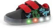[YESKIS] Boys Girls Light Up Sneakers Breathable Canvas Vivaki LED Cute Cartoon Dual Hook and Loops Walking Tennis Shoes for Toddler Little Kids