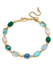 Nadri Blue Lagoon Mixed Stone Flex Bracelet in 18K Gold Plated