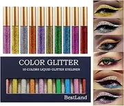 10 Colors Liquid Glitter Eyeliner Metallic Shimmer Glitter Eyeshadow Pigment Eyebrown Shimmer Waterproof Face Lips Art for Party Festival Makeup