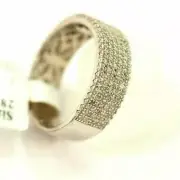 Ladies 200 Stone Cubic Zirconia Pave Band Ring Sterling Silver Size 7 New $285