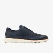 Cole Haan Men's C23806 2.zerogrand Lined Laser Wingtip Oxford Shoes Navy Size 9W