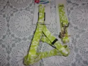 lime green Hibiscus HAWAIIAN Dog Step-In Harness M/L 17-25" LEASH new